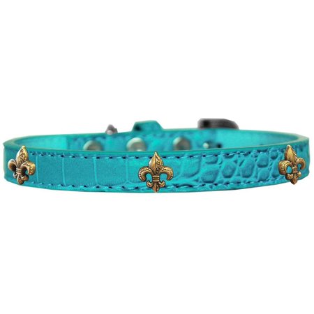 PET PAL Bronze Fleur De Lis Widget Croc Dog CollarTurquoise Size 16 PE788927